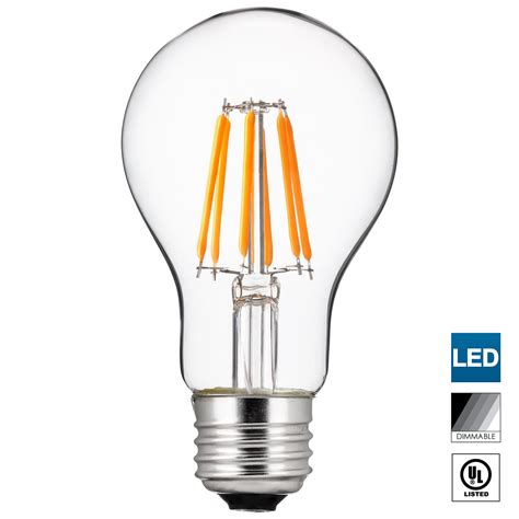 Sunlite LED Edison-Style A19 Bulb, 6 Watt (40W Equivalent), Clear ...