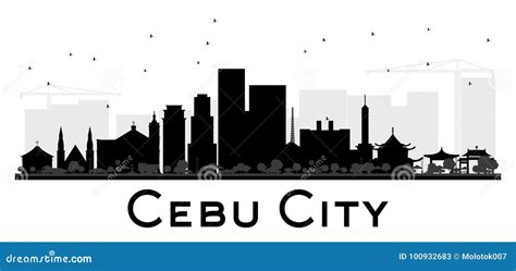 Cebu City Skyline Black and White Silhouette. Stock Vector ...