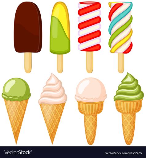 Colorful sweet candy popsicle ice cream cone set Vector Image