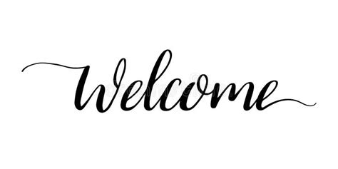 Welcome Calligraphy Text. Font for Sign of Home and Work. Lettering for ...