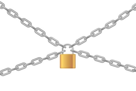 Premium Vector | Padlock and chain gold metal chain and padlock ...