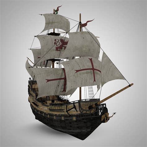 Galleon Sailing Pirate Ship Black Pearl 3D model | CGTrader