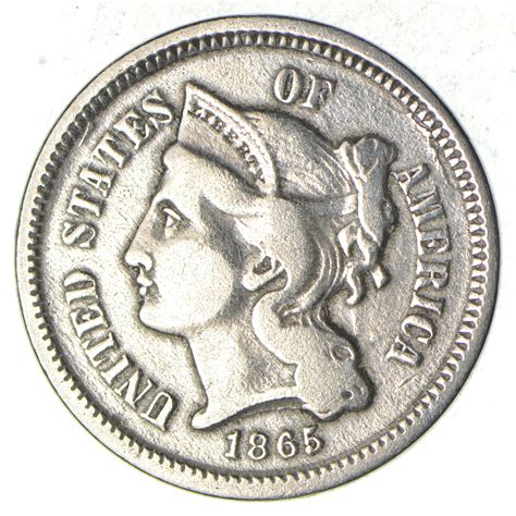 ***3***THREE***Cent*** - 1865 Three Cent Nickel Piece - Tough to Find ...