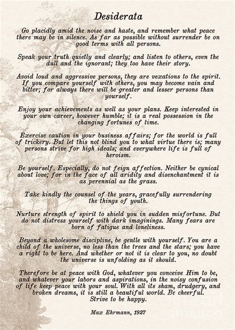 Prose Poem Desiderata By Max Ehrmann Photograph by Olga Hamilton