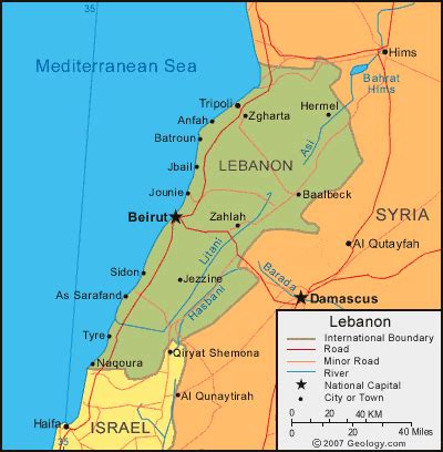 Lebanon Map and Satellite Image