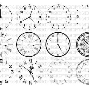 Clock Face Svg, Clock Svg, Clock Face Clipart Bundle Cut Files, Clock ...