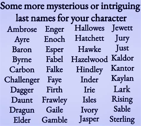 Some mysterious or intriguing surnames for your character | Book ...