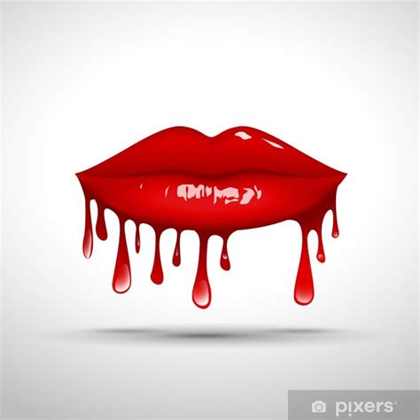 Wall Mural Logo Lips Dripping Gloss # Vector - PIXERS.US