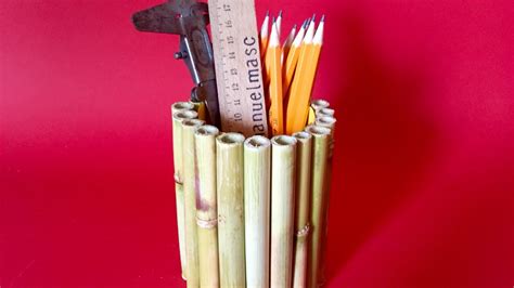 How To Make a Stylish Free Bamboo Pen Holder - DIY Crafts Tutorial ...