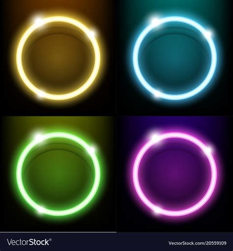 Colorful neon light circle ring Royalty Free Vector Image