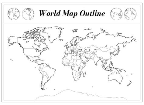 A4 Size World Map Outline