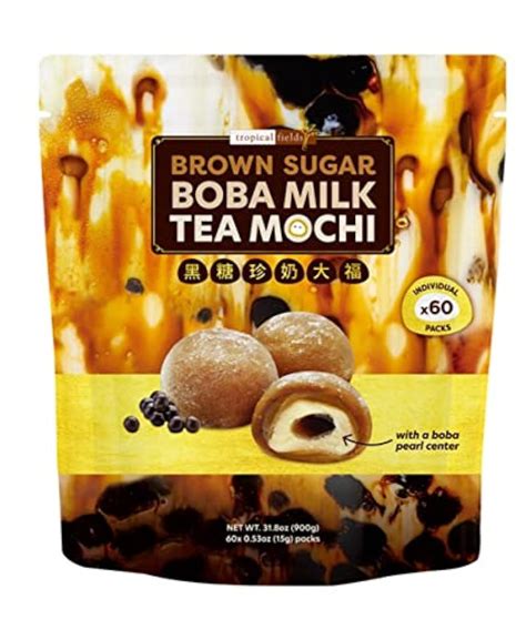 Buy Tropical FieldsBrown Sugar Boba Milk Tea Mochi, 31.8oz Online at ...