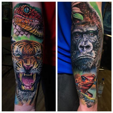 Start of a jungle theme sleeve by Derek Turcotte @ electric grizzly in ...