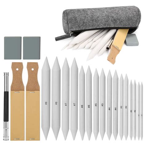 22 PCS Sketch Drawing Tools Set | Blending Stumps, Sharpeners, Erasers ...