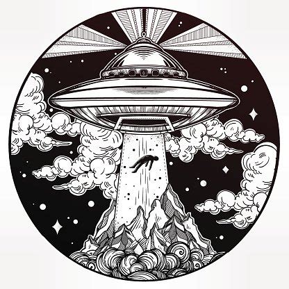 Alien Spaceship Abduction. Ufo Vector Artのストックベクター｜ロイヤリティフリー | FreeImages