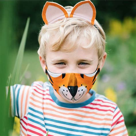 Kids Cotton Animal Face Mask With Ears By Wild Things Funky Little Dresses