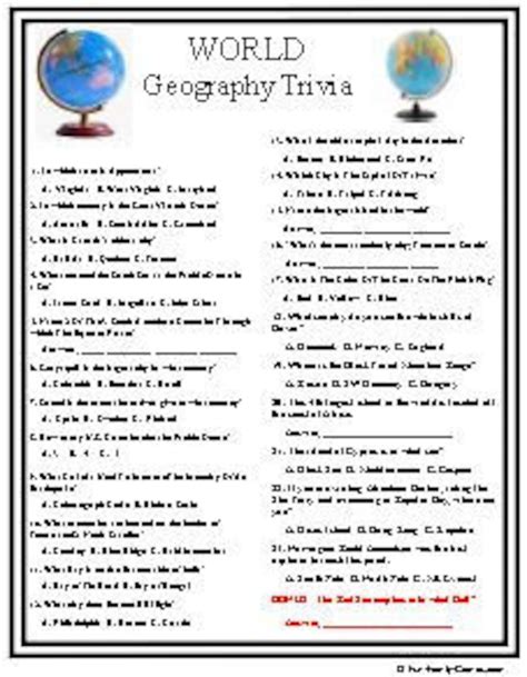 World Geography Trivia - Etsy