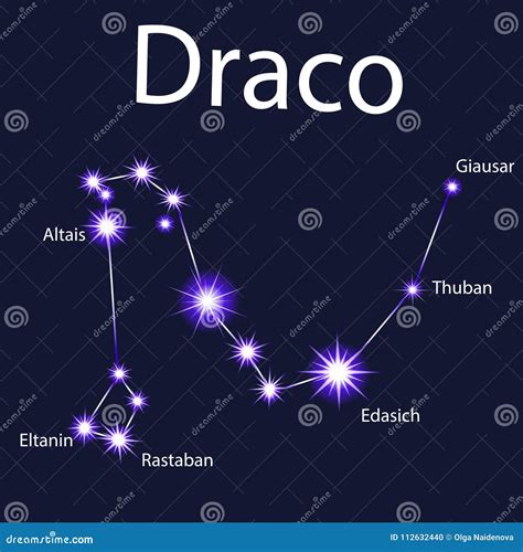 Constellation Draco with Stars in the Night Stock Vector - Illustration ...