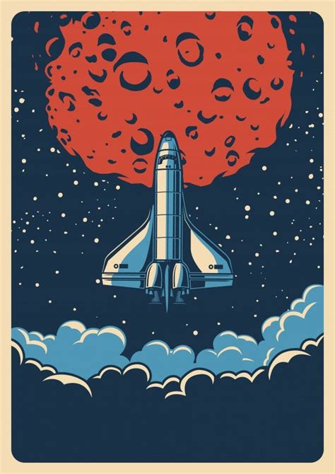 Premium Vector | Vintage space colorful poster | Pósteres vintage ...