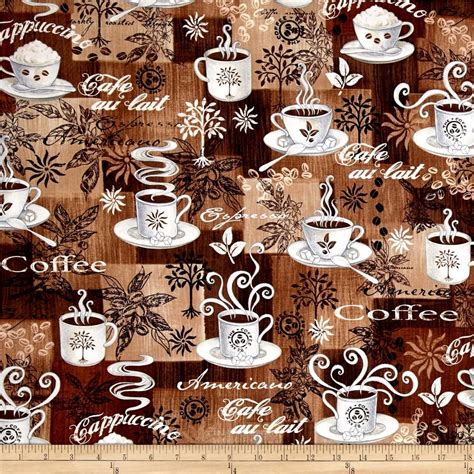 Timeless Treasures Coffee Patchwork Coffee | Decoupage paper, Coffee ...