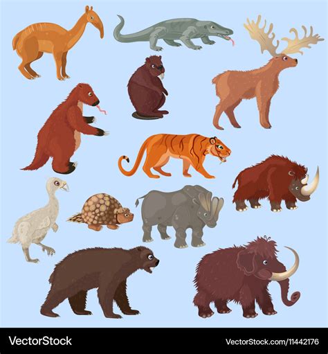 Ice age animals set Royalty Free Vector Image - VectorStock