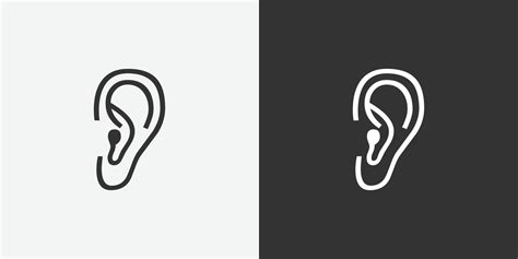 Human ear vector icon. Black and white vector symbols for your design ...