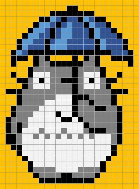 Totoro pixel quilt … | Pixel art grid, Pixel quilting, Minecraft pixel art