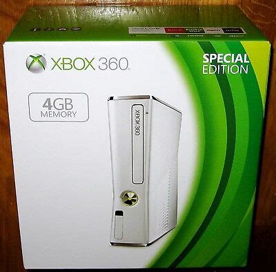 NEW Microsoft XBOX 360 Slim 4GB Glossy White LIMITED EDITION Console ...