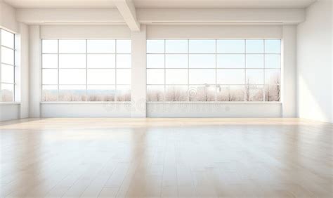 Empty White Room with a View from the Window. Stock Image - Image of ...