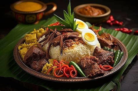 Premium AI Image | Spicy and flavorful nasi padang with beef background