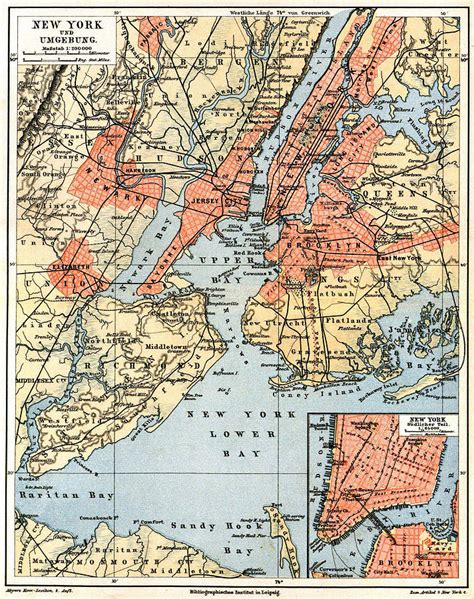 Vintage Map of The New York City Vicinity - 1890 Drawing by ...