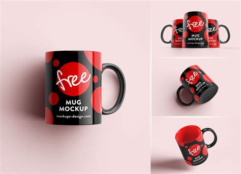 Free Mug Mockup PSD Set with 4 Different Angles - Good Mockups