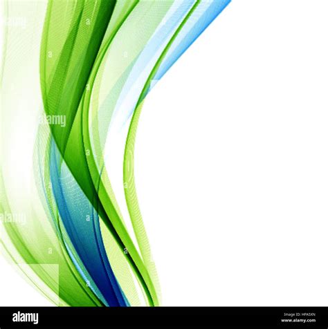 Abstract vector background, blue and green waved lines for brochure ...