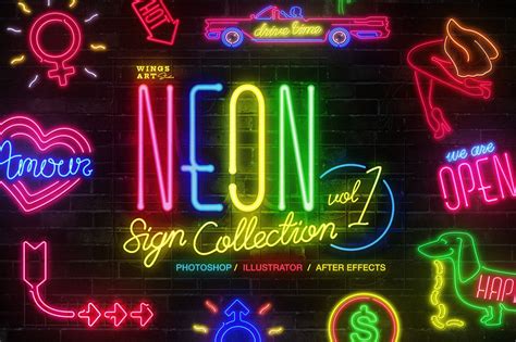 Neon Sign Collection: Volume One | Texture Illustrations ~ Creative Market