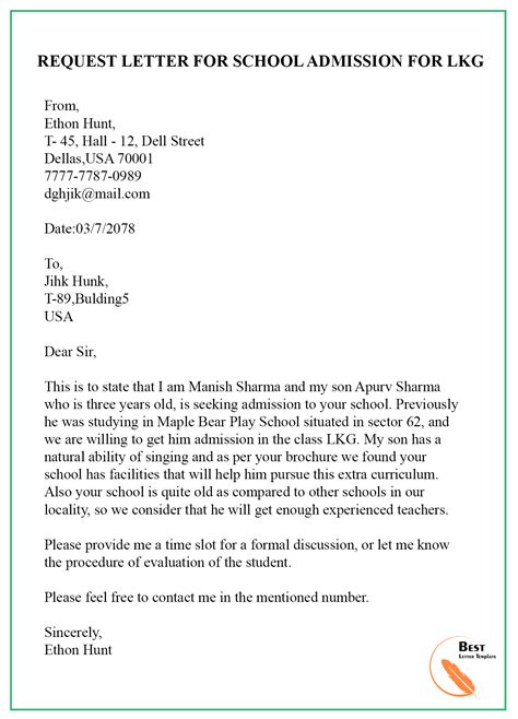 REQUEST-LETTER-FOR-SCHOOL-ADMISSION-FOR-LKG | Best Letter Template ...