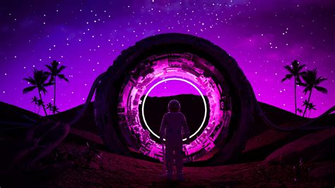 Download wallpaper 2560x1440 astronaut, ring, neon, glow, dark ...