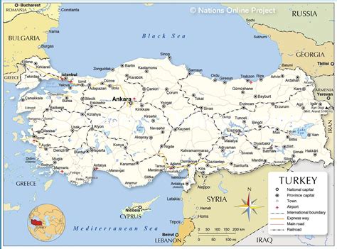 Map of Turkey and surrounding countries - Turkey country map ...