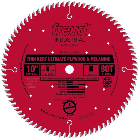 Freud LU79R010 Circular Saw Plywood/Melamine Saw Blade 10" x 5/8" Bore ...