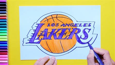 How to draw LA Lakers logo (NBA Team) - YouTube