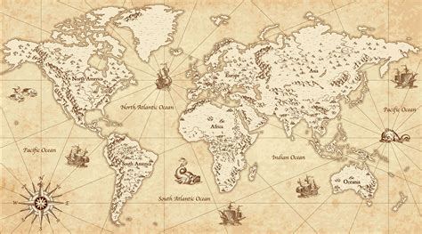 Vintage World Map Wallpaper Mural