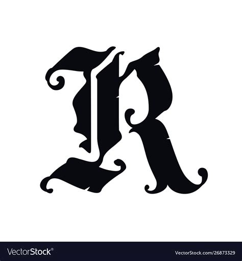 Letter r in gothic style alphabet the symbol Vector Image