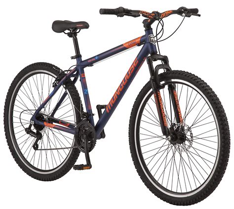 Mongoose Exhibit Mountain Bike, 29-inch wheels, 21 speeds, blue ...