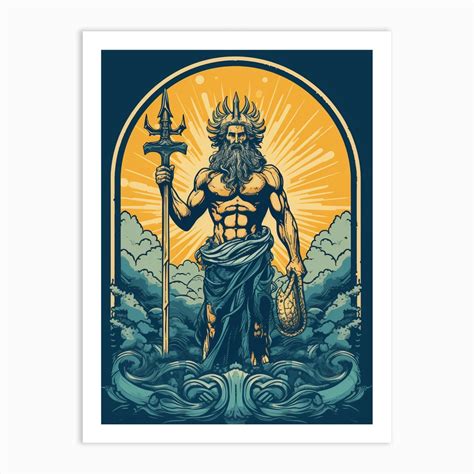 Poseidon With Trident Pop Art 3 Art Print by Trident Treasures - Fy