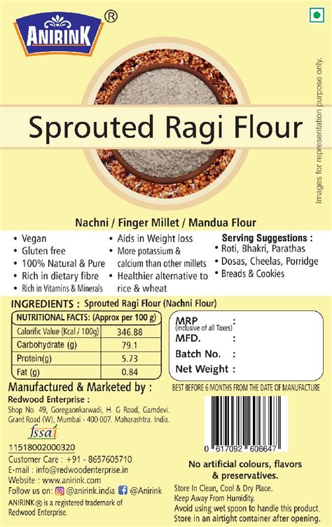 Sprouted Ragi Flour 500gm – ANIRINK