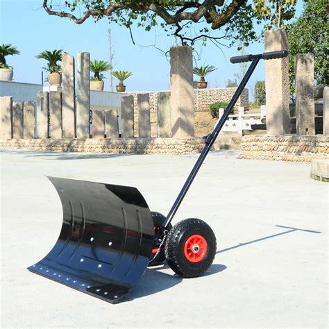 29 Inch Wheeled Snow Shovel Adjustable Height Multi-angle Snow Pusher ...