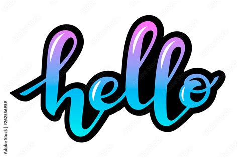 Hand written vector hello text. Cute simple hello lettering. Typography ...