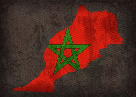 Morocco Country Flag Map Mixed Media by Design Turnpike - Pixels