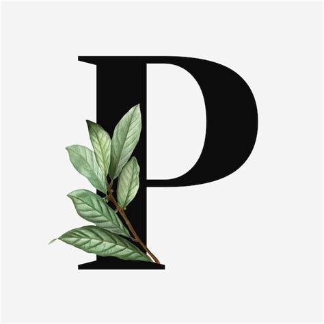 Free Vector | Botanical capital letter P vector