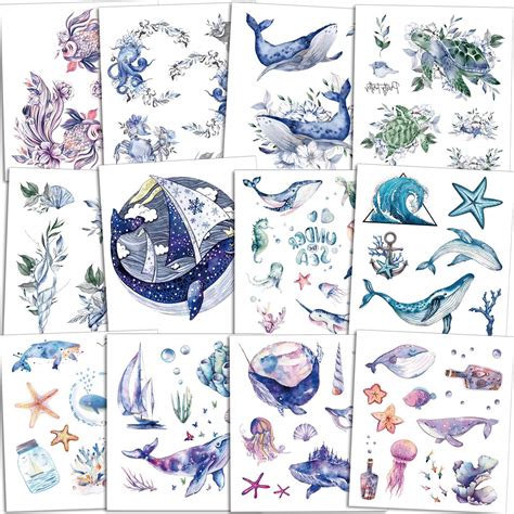 Buy Qpout 120pcs Ocean Animals Temporary Tattoos for Kids, Fake Sea ...