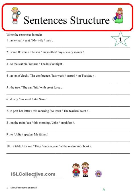 Sentence Structure 1 | ESL worksheets of the day | Pinterest | Sentence ...